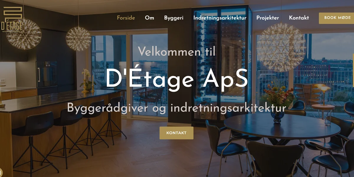 D-etage APS – hjemmeside til nystartet byggerådgiver og indretningsarkitekt